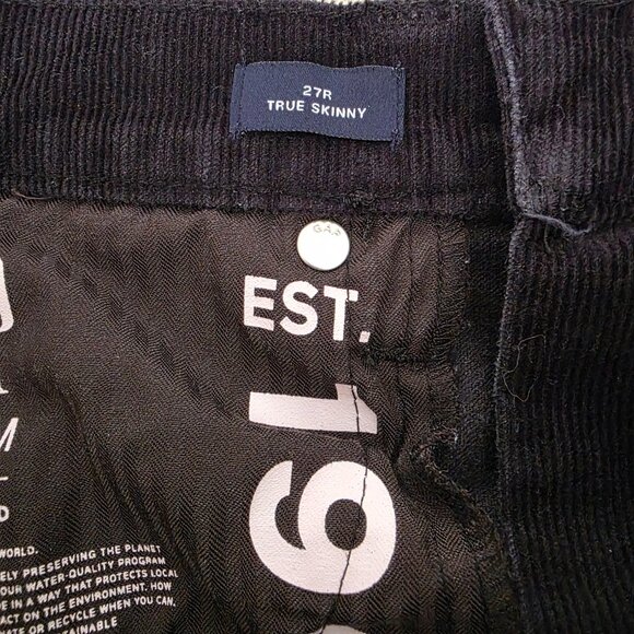 Gap Denim Black True Skinny Corduroy Women's Size 27 Regular - Picture 4 of 9